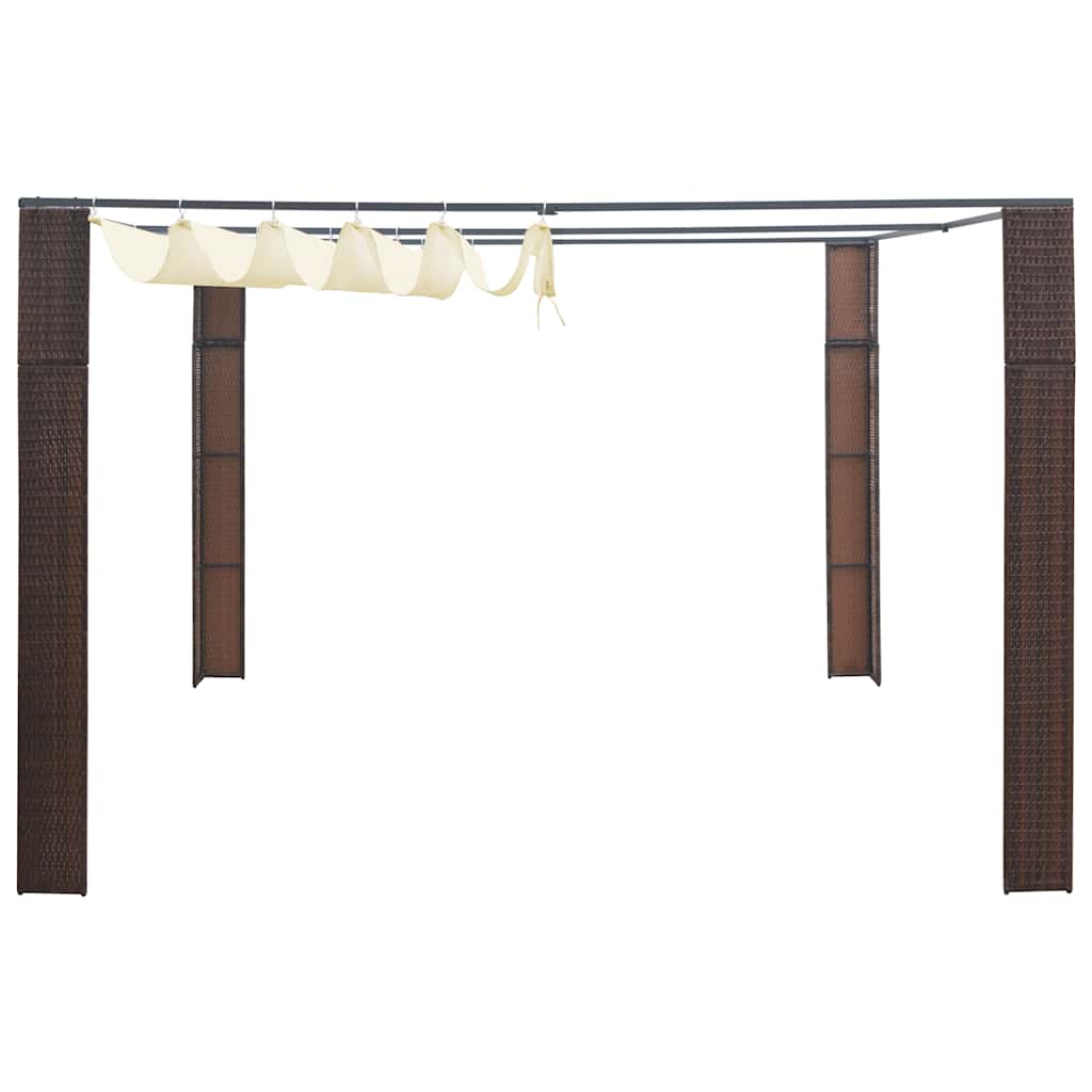 Arbor Vidaxl avec toit 300x300x200 cm Brun et crème en rotin et crème