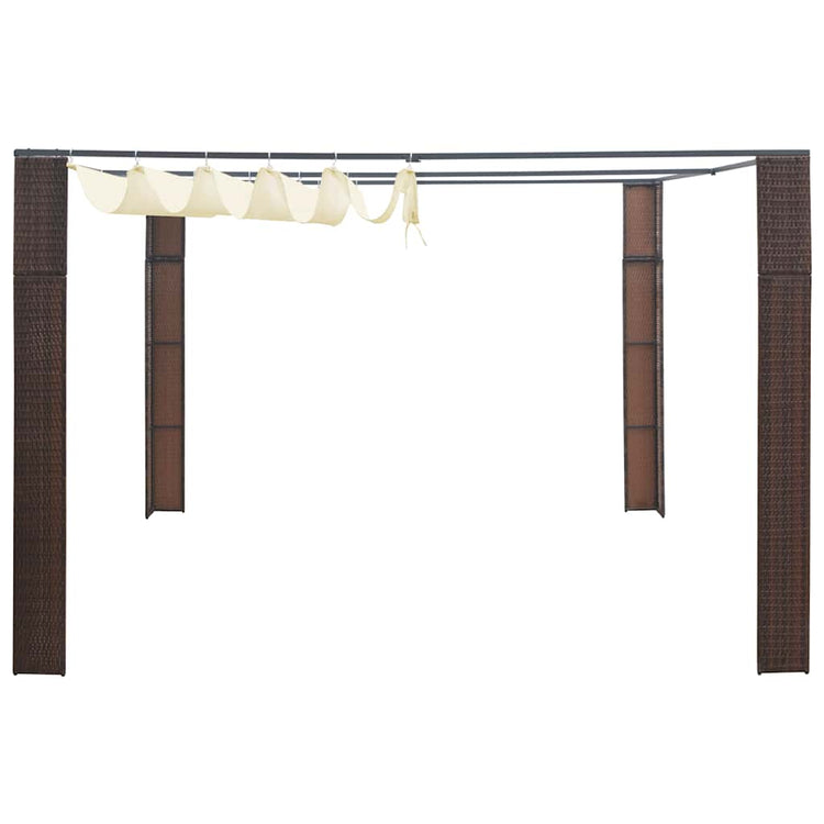 Arbor Vidaxl avec toit 300x300x200 cm Brun et crème en rotin et crème