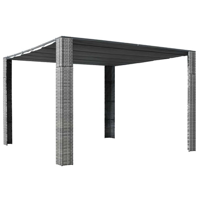 Arbor Vidaxl avec toit 300x300x200 cm Gray en rotin et anthracite