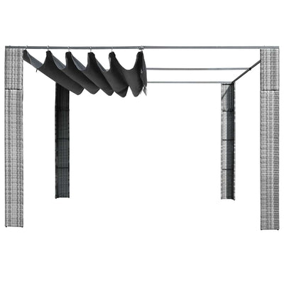 Arbor Vidaxl avec toit 300x300x200 cm Gray en rotin et anthracite