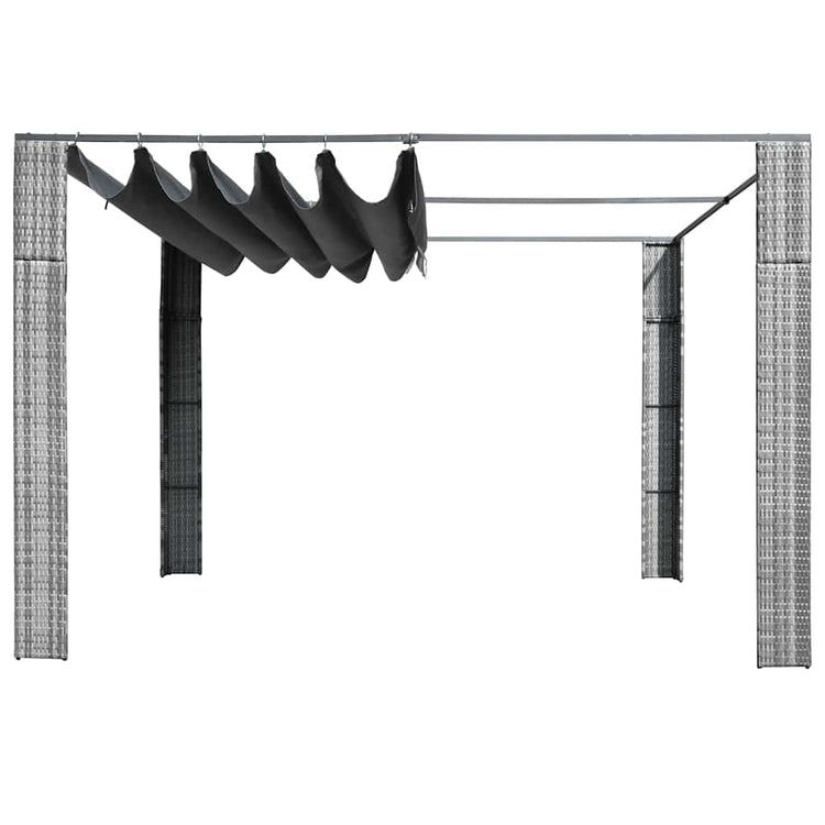 Arbor Vidaxl avec toit 300x300x200 cm Gray en rotin et anthracite