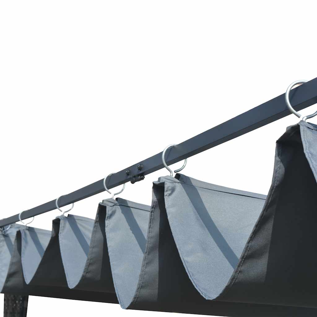 Arbor Vidaxl avec toit 300x300x200 cm Gray en rotin et anthracite