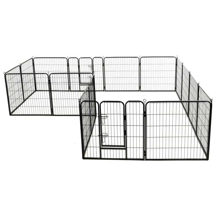 Vidaxl Dog Run avec 16 panneaux 80x80 cm en acier noir
