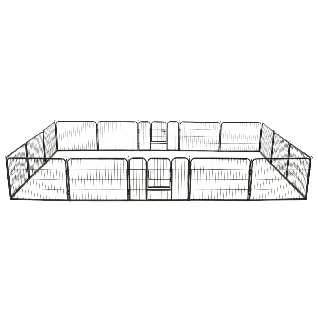 Vidaxl Dog Run avec 16 panneaux 60x80 cm en acier noir