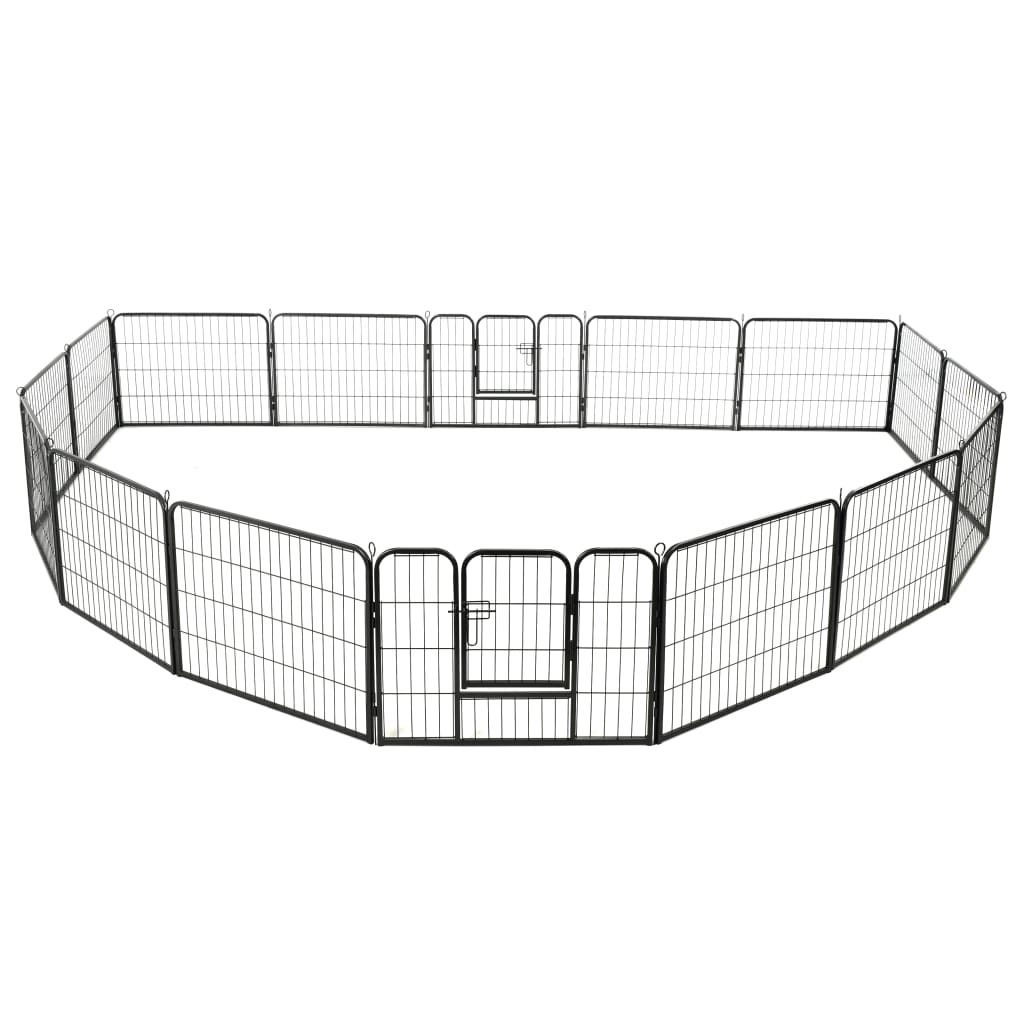 Vidaxl Dog Run avec 16 panneaux 60x80 cm en acier noir