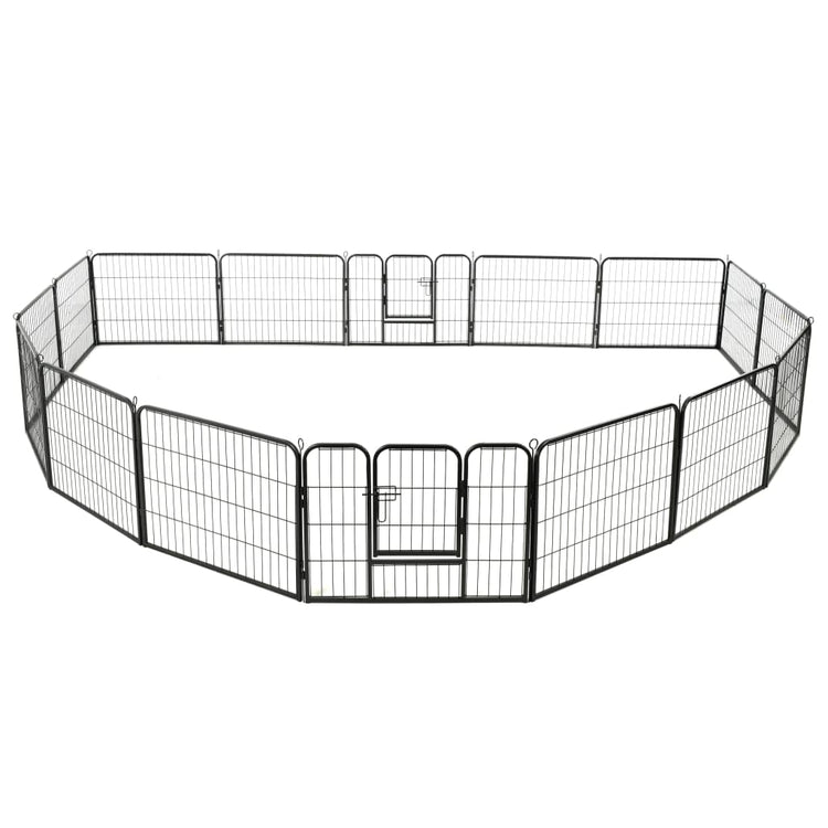 Vidaxl Dog Run avec 16 panneaux 60x80 cm en acier noir