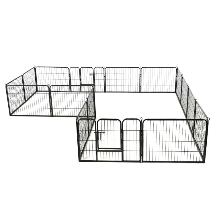 Vidaxl Dog Run avec 16 panneaux 60x80 cm en acier noir