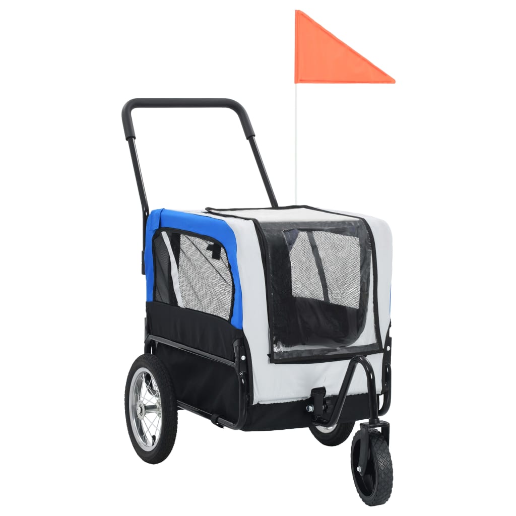 Vidaxl Bicycle Trailer et Pram 2-en-1 Gris et bleu