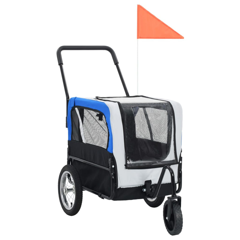 Vidaxl Bicycle Trailer et Pram 2-en-1 Gris et bleu