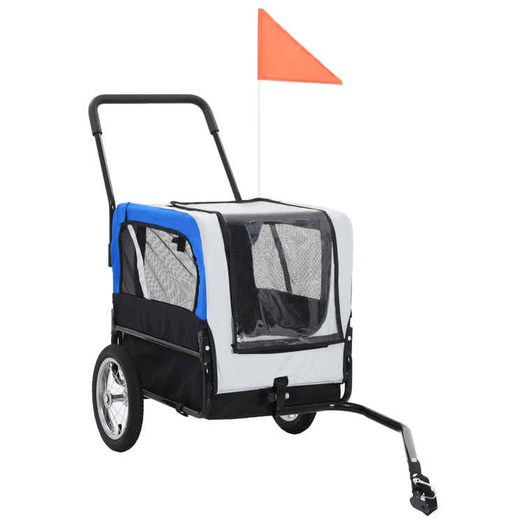 Vidaxl Bicycle Trailer et Pram 2-en-1 Gris et bleu