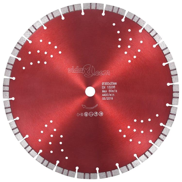 Blade de scie à diamant Vidaxl avec turbo et trous 350 mm en acier