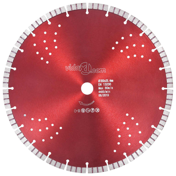 Blade de scie à diamant Vidaxl avec turbo et trous 350 mm en acier