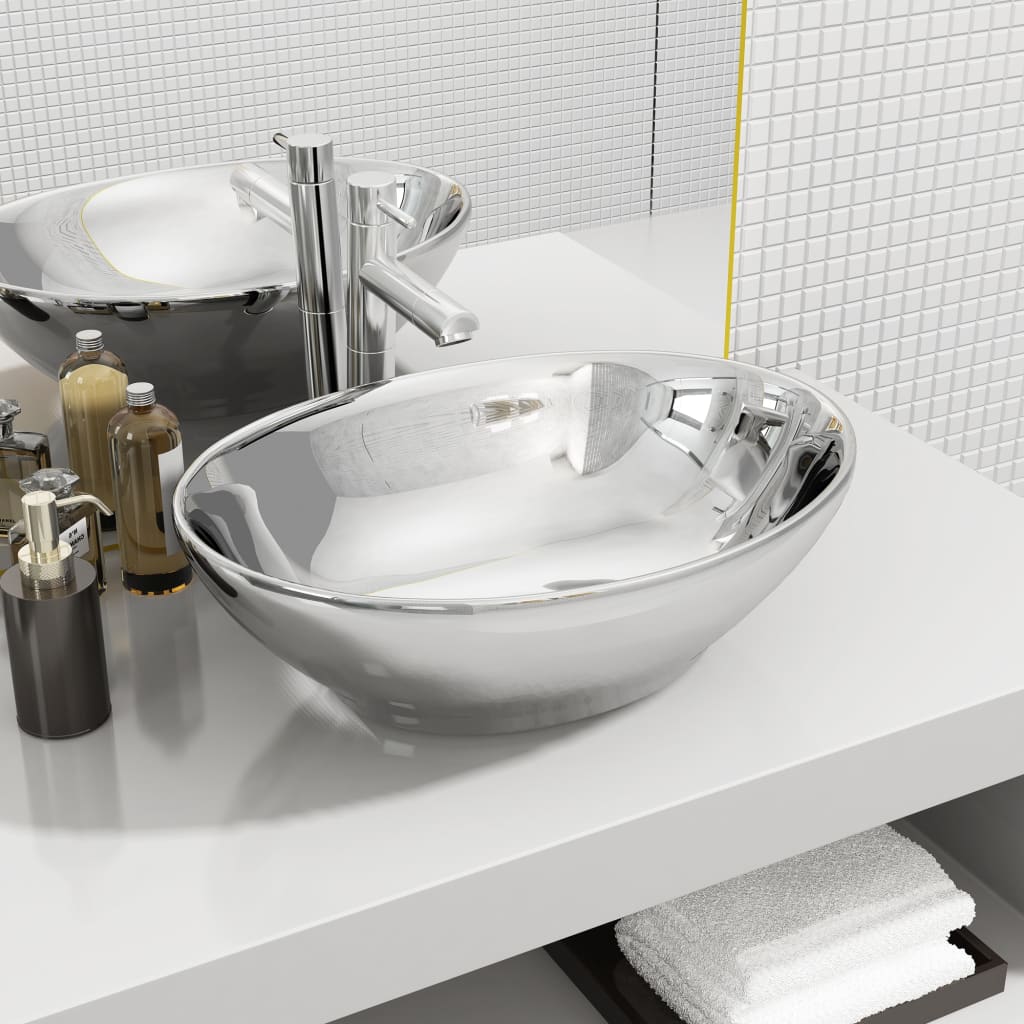 Vidaxl Washbasin 40x33x13,5 cm Cerrame Silver Colored