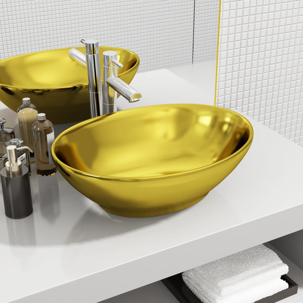 Vidaxl Washbasin 40x33x13,5 cm Céramique or de couleur