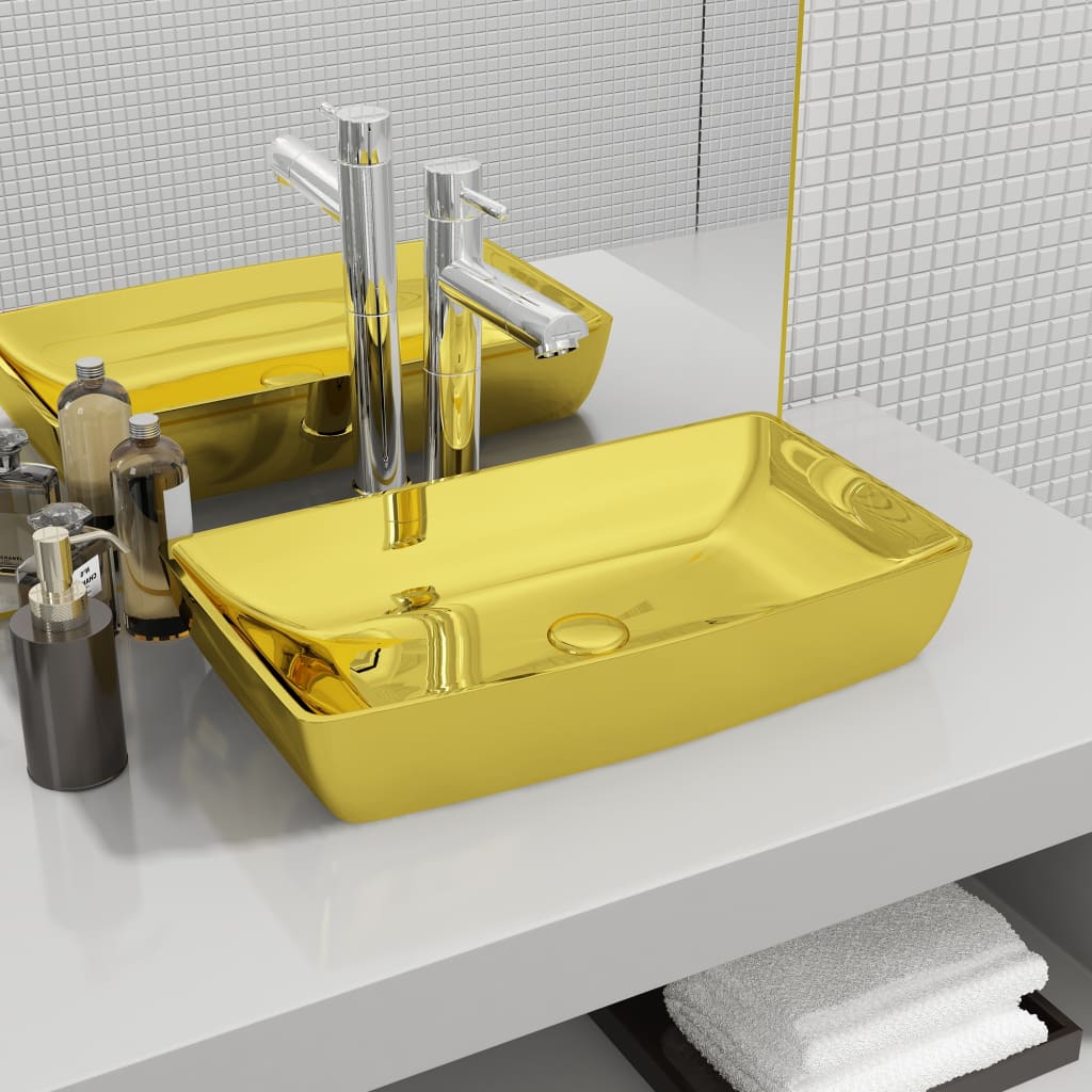 Vidaxl Washbasin 71x38x13,5 cm Céramique or de couleur