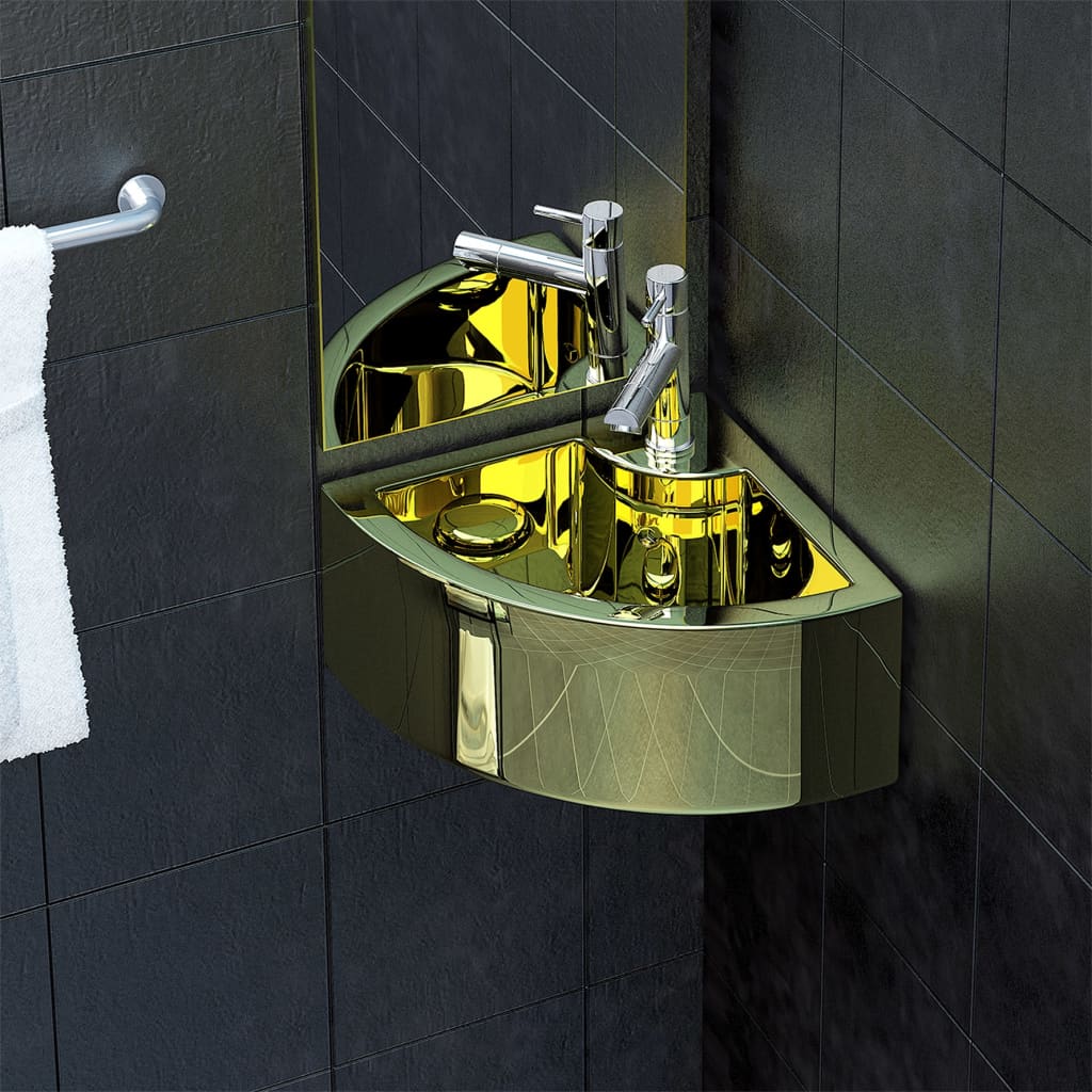 Vidaxl Washingin avec atterrissage 45x32x12,5 cm en or de couleur en céramique