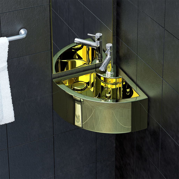 Vidaxl Washingin avec atterrissage 45x32x12,5 cm en or de couleur en céramique