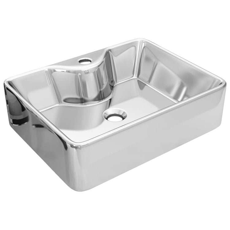 Vidaxl Washingin avec trou du robinet 48x37x13,5 cm Céramique argenté coloré