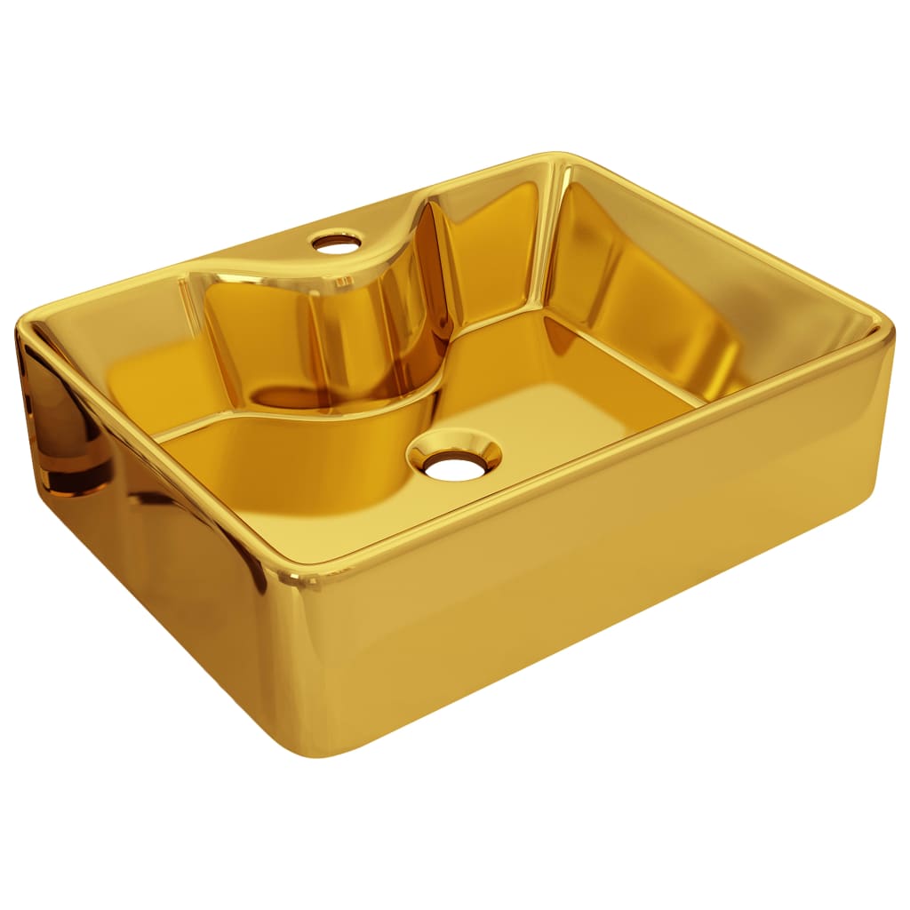 Vidaxl Washingin avec trou du robinet 48x37x13,5 cm Céramique or de couleur