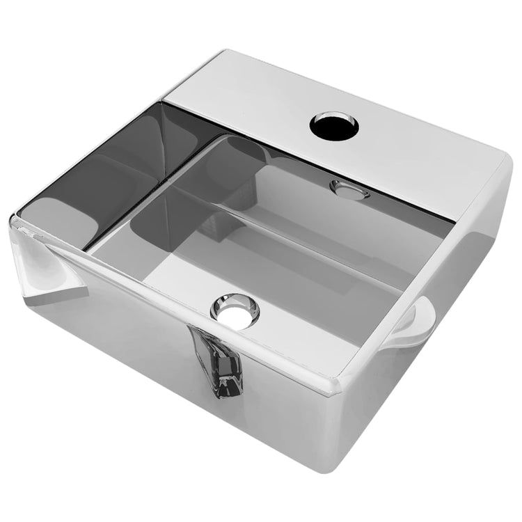 Vidaxl Washingin avec trou de grue 38x30x11,5 cm en céramique argent couleur