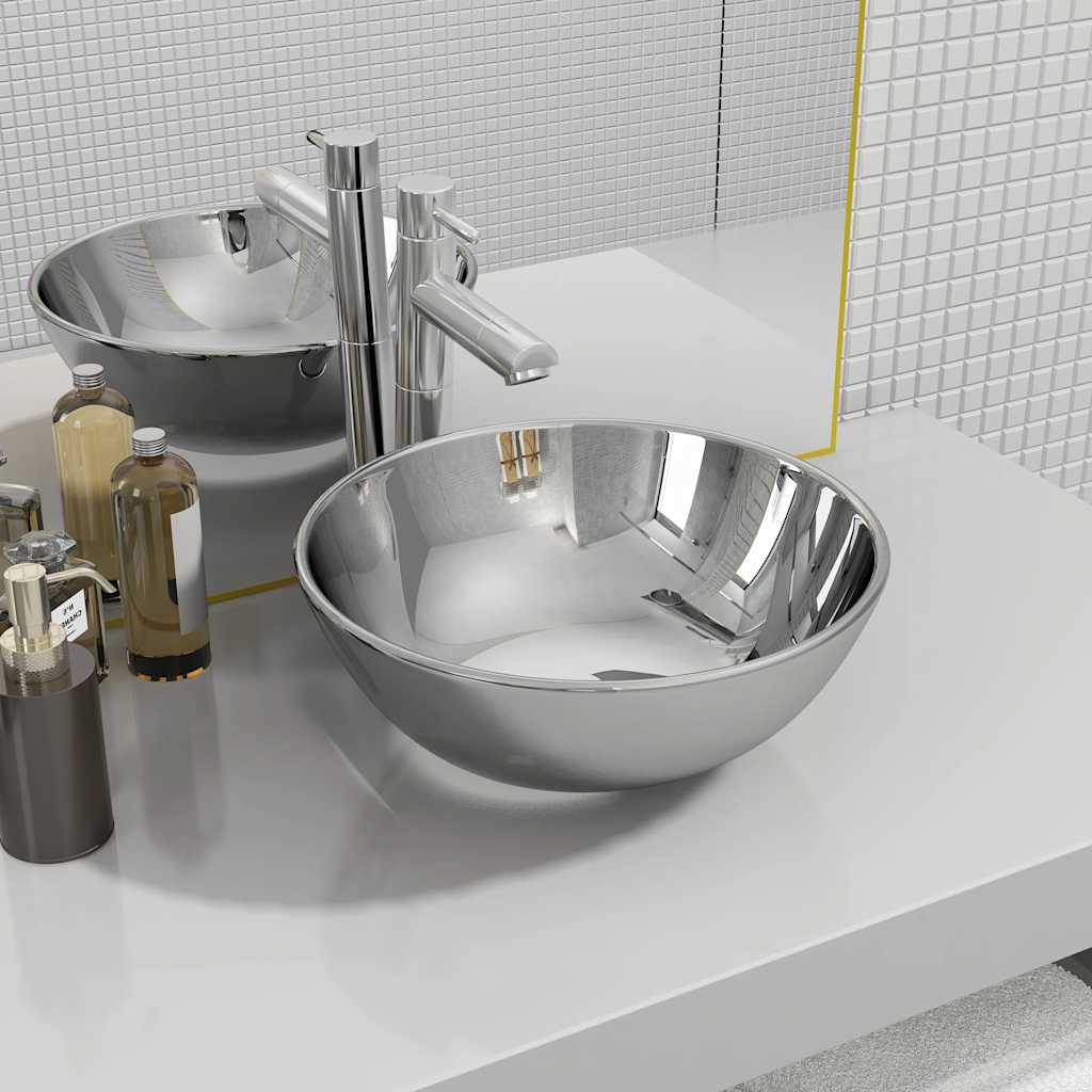 Vidaxl Washbasin 28x10 cm en céramique argenté couleur