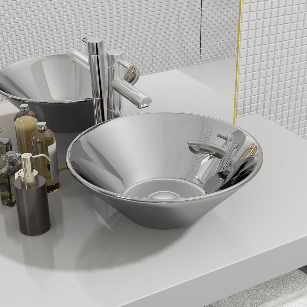 Vidaxl Washbasin 42x14 cm en céramique argent coloré