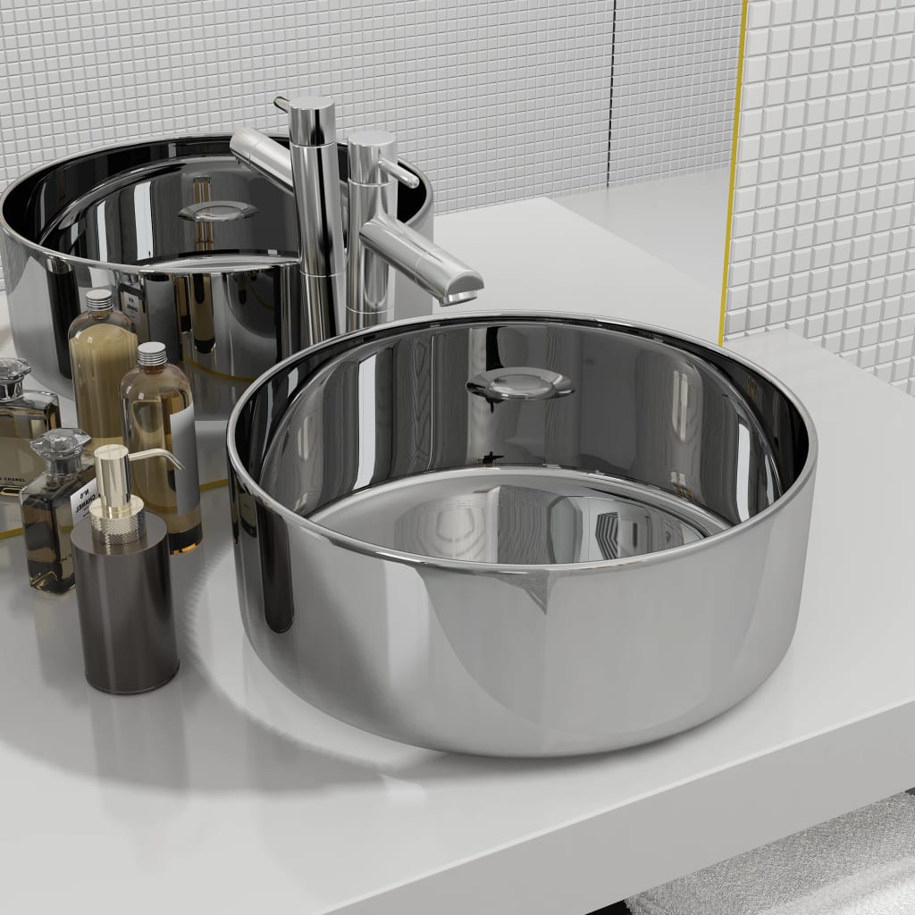 Vidaxl Washbasin 40x15 cm Ceramic Silver Colored