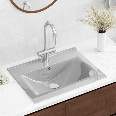 Vidaxl Washingin avec atterrissage 60x46x16 cm en céramique argenté de couleur
