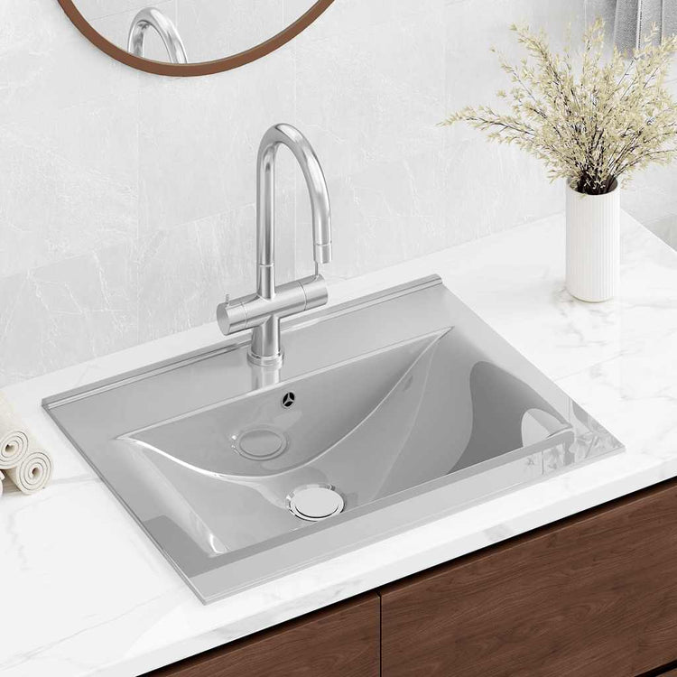 Vidaxl Washingin avec atterrissage 60x46x16 cm en céramique argenté de couleur