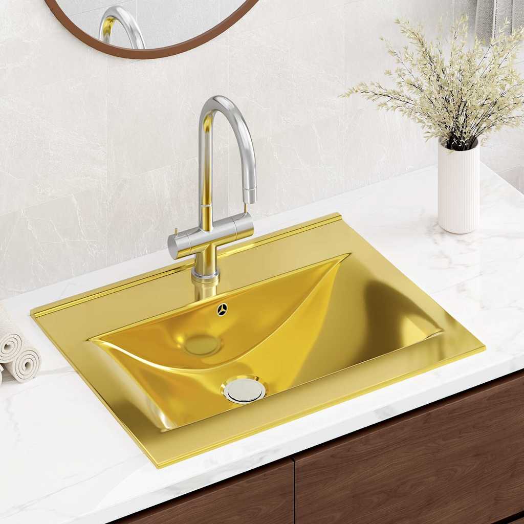 Vidaxl Washingin avec atterrissage 60x46x16 cm en or de couleur en or