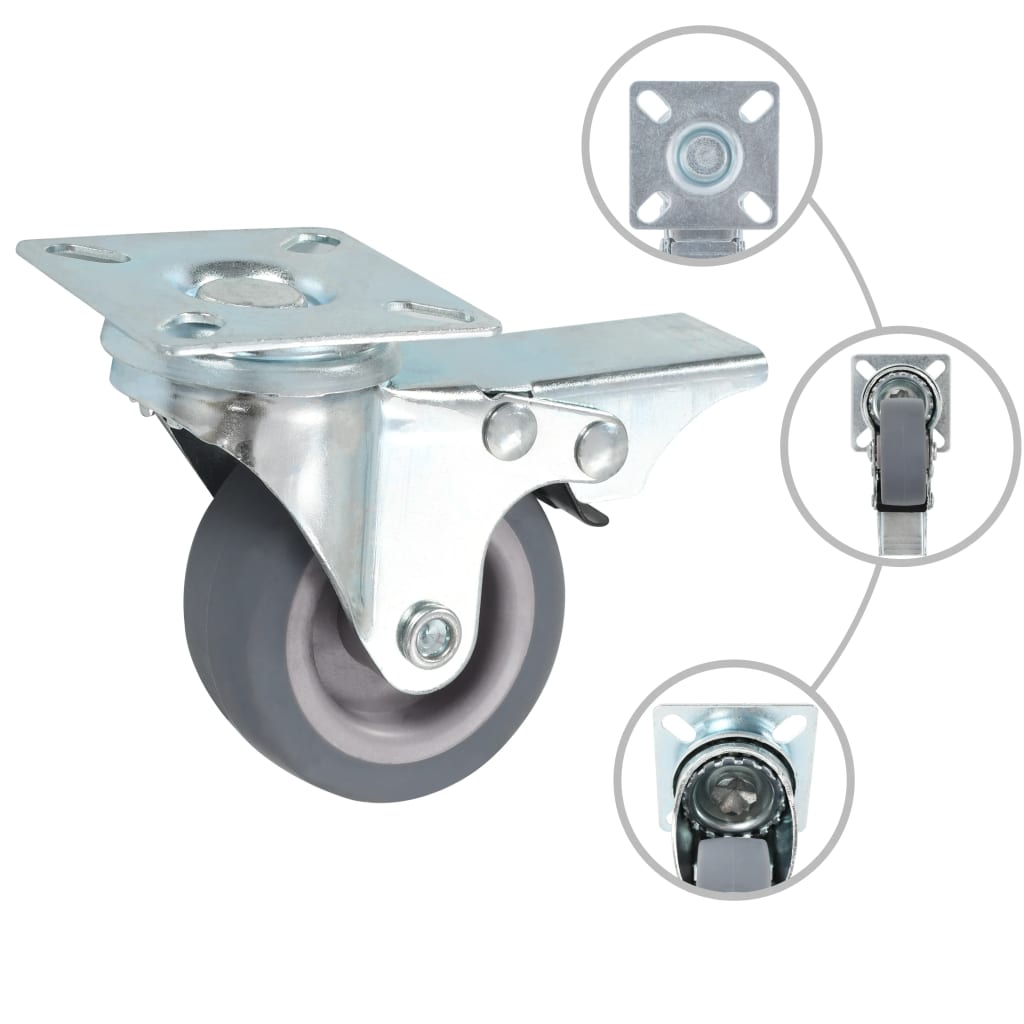 Roues pivotantes Vidaxl avec des freins doubles 4 mm 50 mm