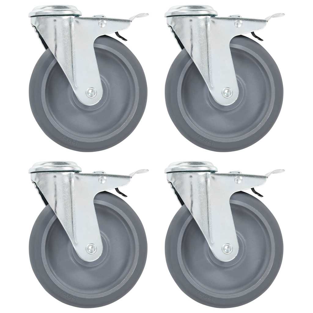 Roues pivotantes Vidaxl avec trous de boulons et freins doubles 4 st 125 mm