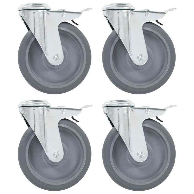 Roues pivotantes Vidaxl avec trous de boulons et freins doubles 4 st 125 mm