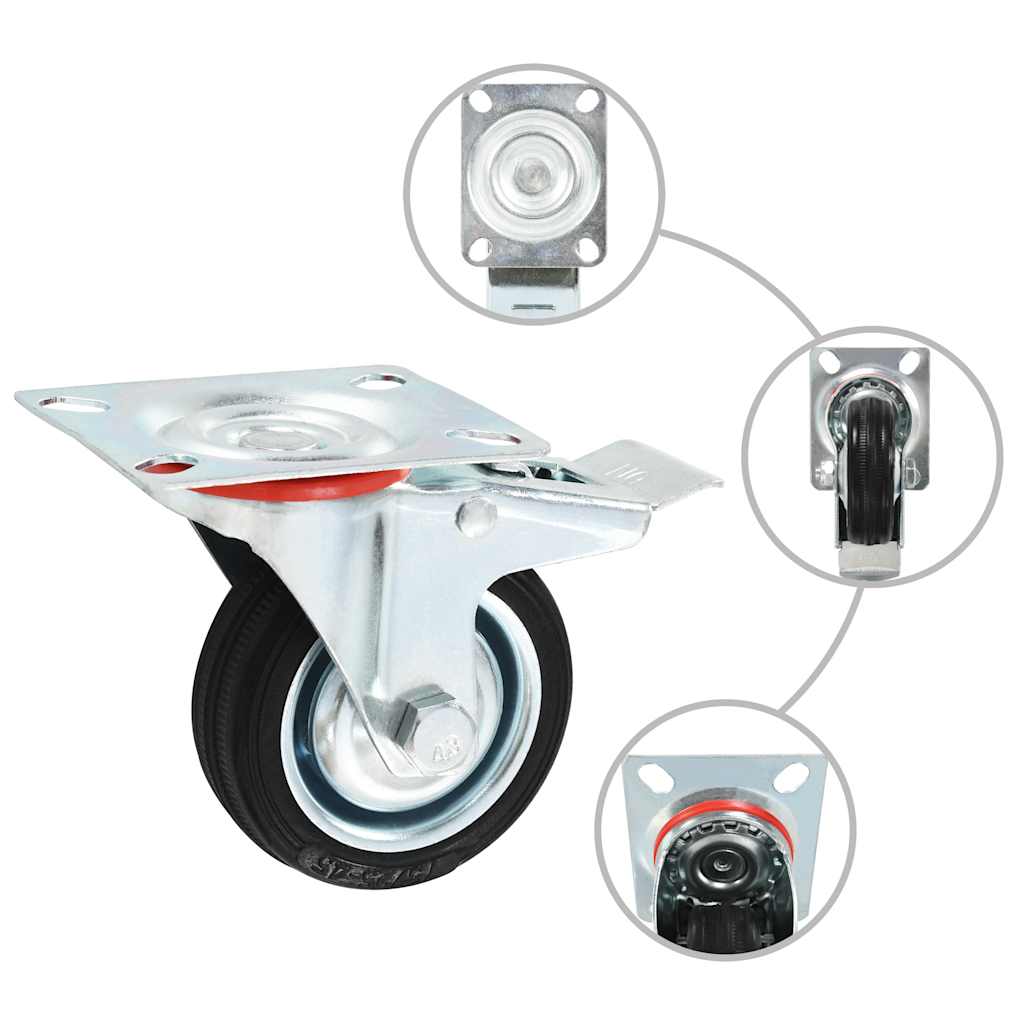Roues pivotantes Vidaxl avec des freins doubles 4 pcs 75 mm