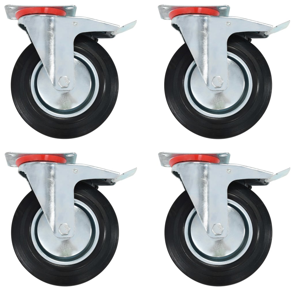 Roues pivotantes Vidaxl avec des freins doubles 4 st 200 mm