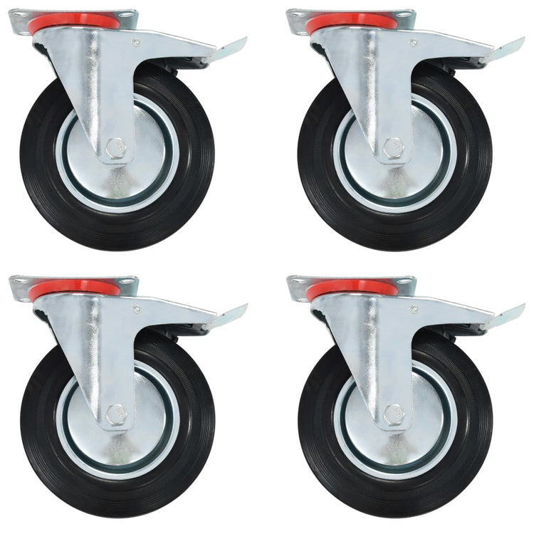 Roues pivotantes Vidaxl avec des freins doubles 4 st 200 mm