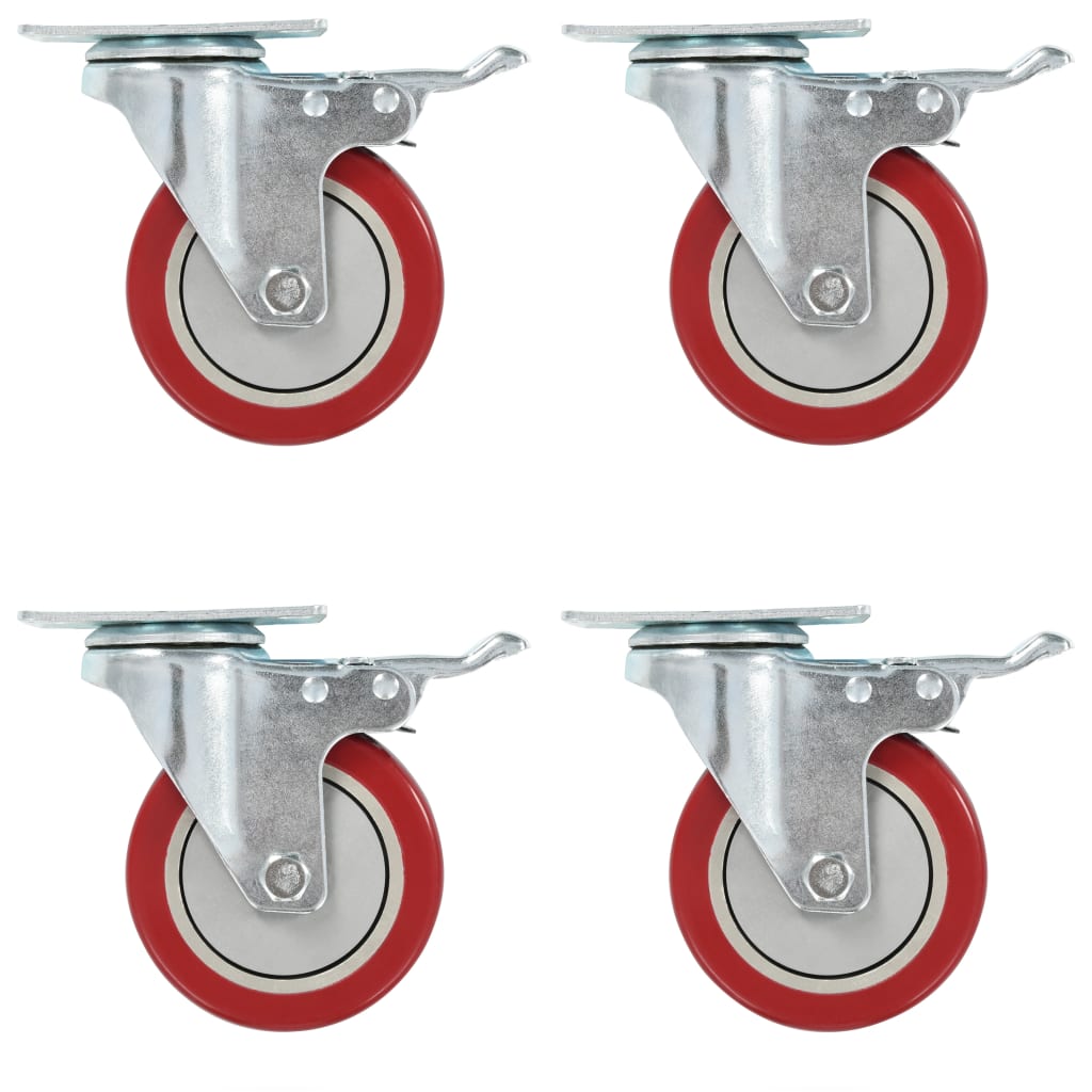 Roues pivotantes Vidaxl avec des freins doubles 4 pc 100 mm