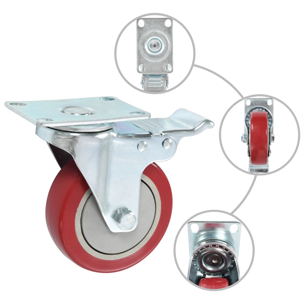 Roues pivotantes Vidaxl avec des freins doubles 4 pc 100 mm