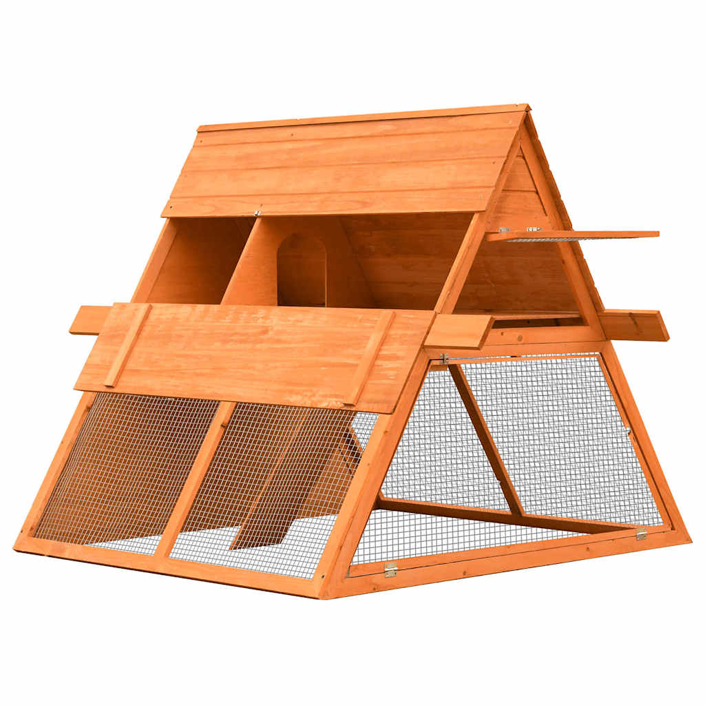 Clapier à lapin Vidaxxl 152x128x108 cm en bois de pin massif et épicéa