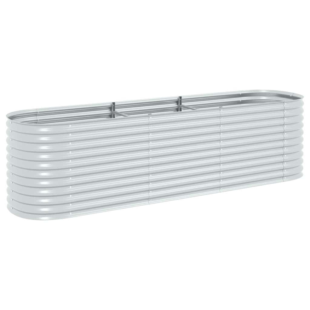 Vidaxl Planter surélevé 320x80x81 cm argent en acier galvanisé