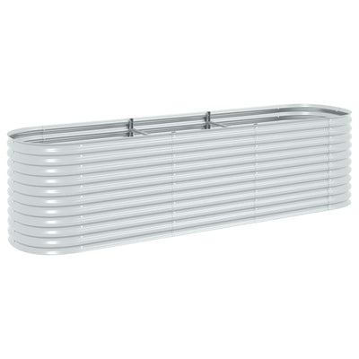Vidaxl Planter surélevé 320x80x81 cm argent en acier galvanisé