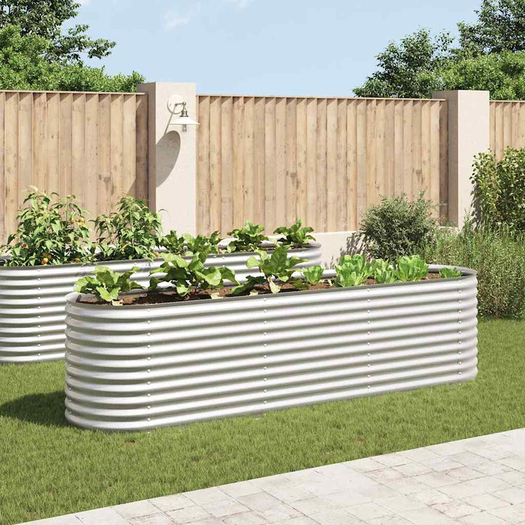 Vidaxl Planter surélevé 320x80x81 cm argent en acier galvanisé