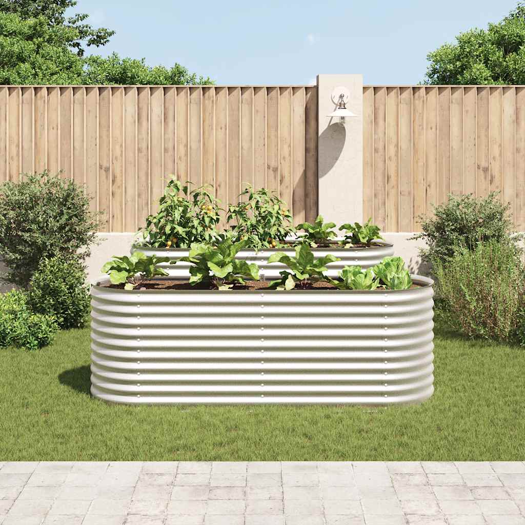 Vidaxl Planter surélevé 240x80x81 cm en acier galvanisé en argent