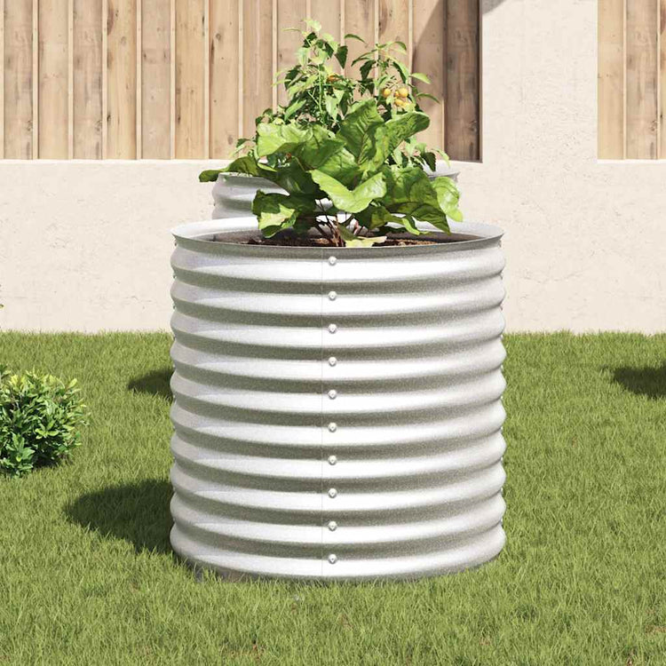 Vidaxl Planter surélevé 80x80x81 cm argent en acier galvanisé