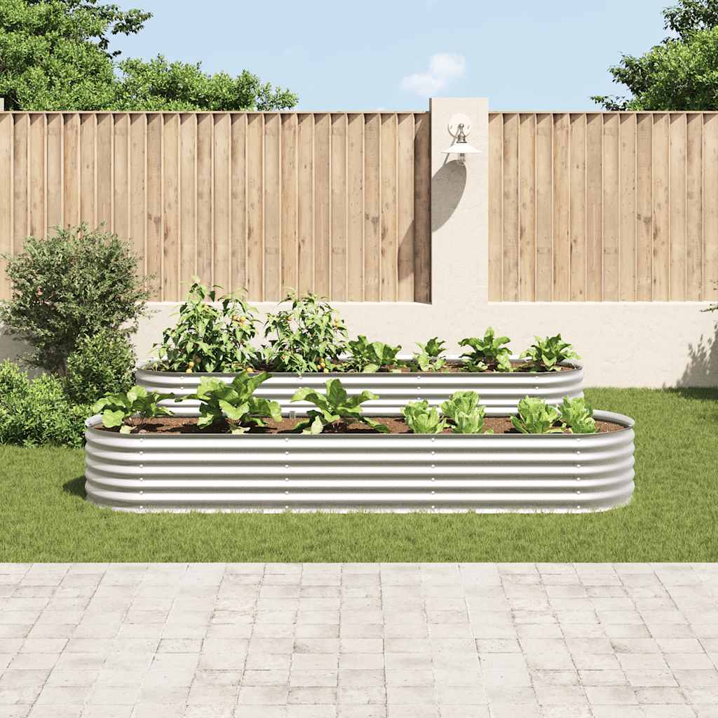 Vidaxl Planter surélevé 320x80x44 cm argent en acier galvanisé