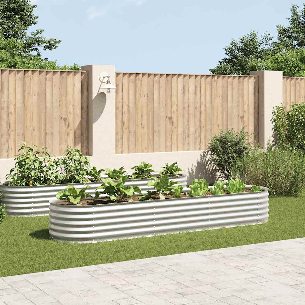 Vidaxl Planter surélevé 320x80x44 cm argent en acier galvanisé