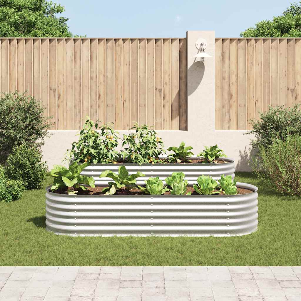 Vidaxl Planter surélevé 240x80x44 cm en acier galvanisé en argent