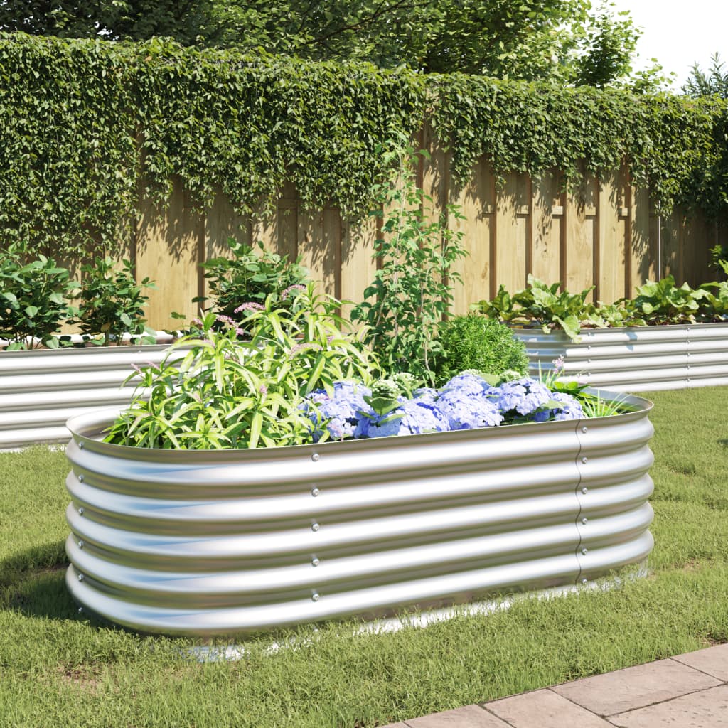 Vidaxl Planter surélevé 160x80x44 cm en acier galvanisé en argent