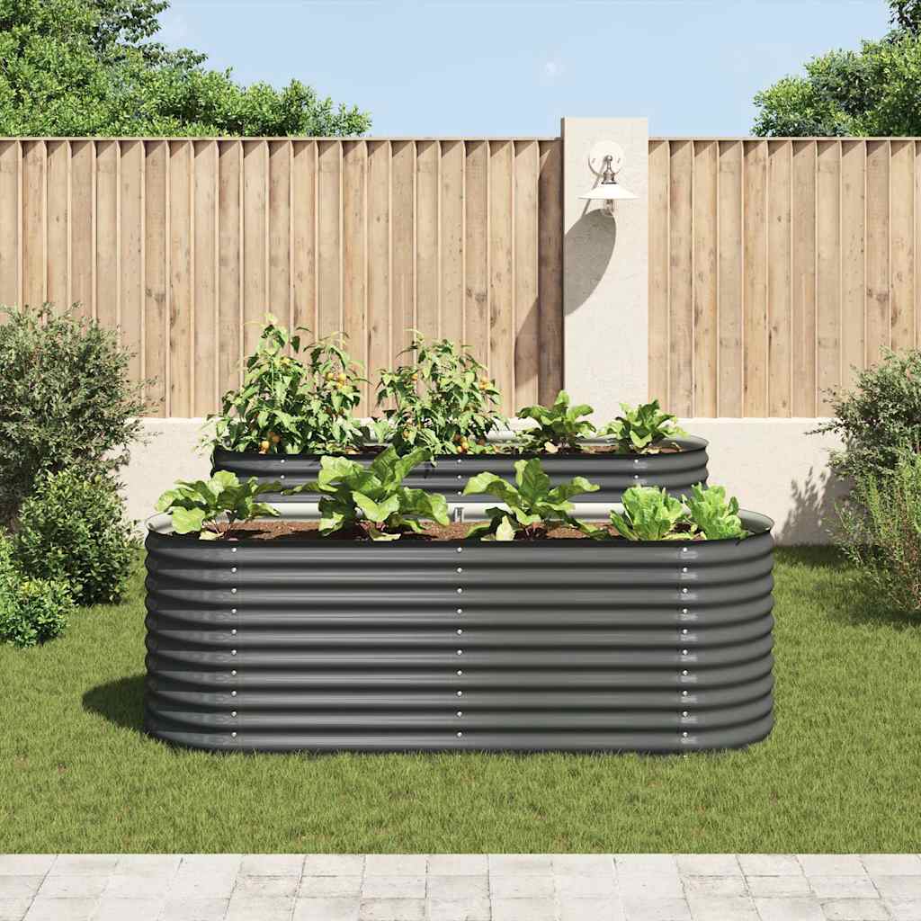 Vidaxl Planter surélevé 240x80x81 cm Gray en acier galvanisé