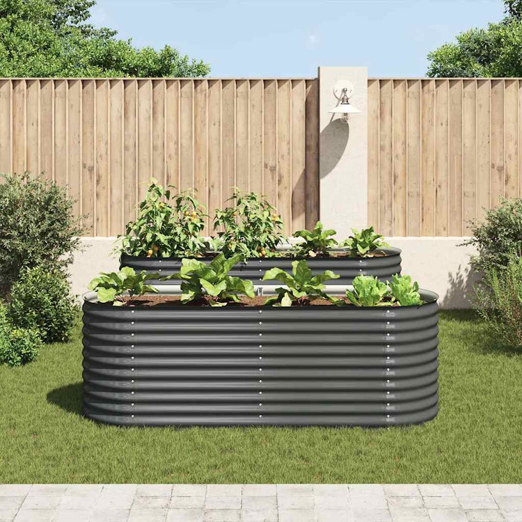 Vidaxl Planter surélevé 240x80x81 cm Gray en acier galvanisé